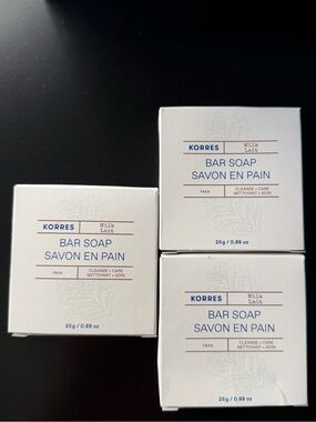 Korres Milk Bar cleanse and care Soap x 3 - 25 grams each NEW